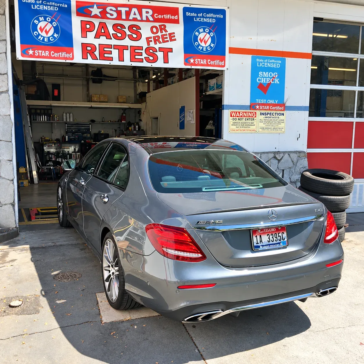 Vehicle at the Star Smog San Mateo inspection bay